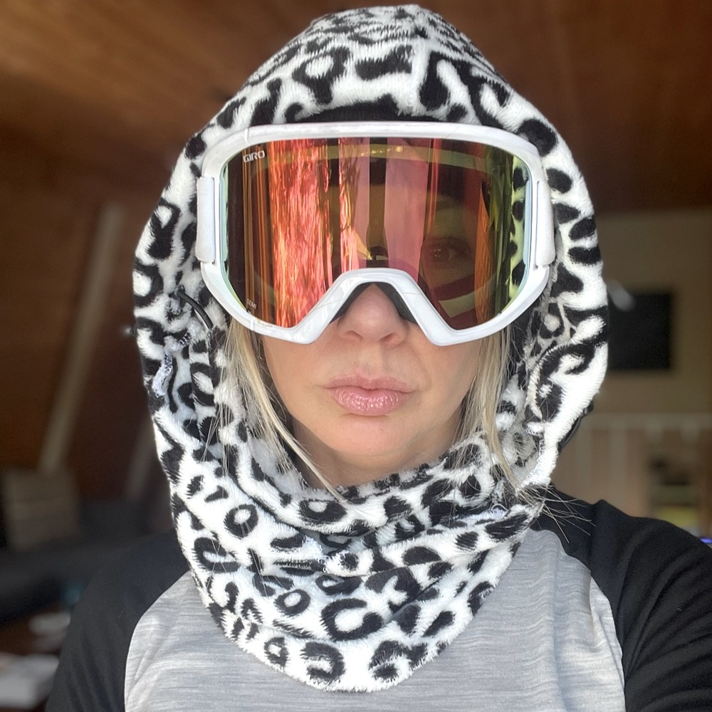 Volcom Balaclava Fleece Hood Black & White Leopard Print O/S